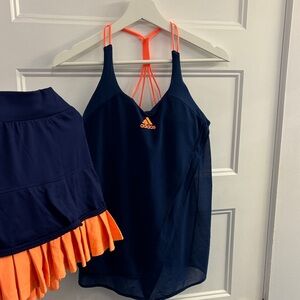 Adidas Dark Blue and Bright Orange Tennis Set